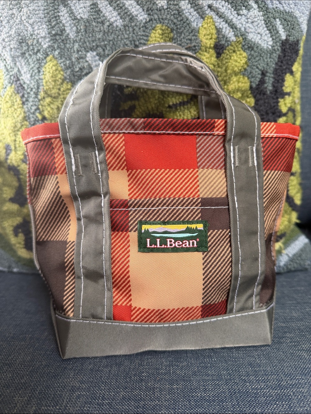 L.L. Bean Apple Cinnamon Plaid Mini Tote